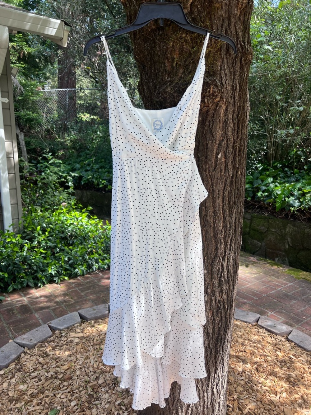 🎊FLASH SALE🎊Francesca’s Blue Rain Wrap Dress with Polka Dots